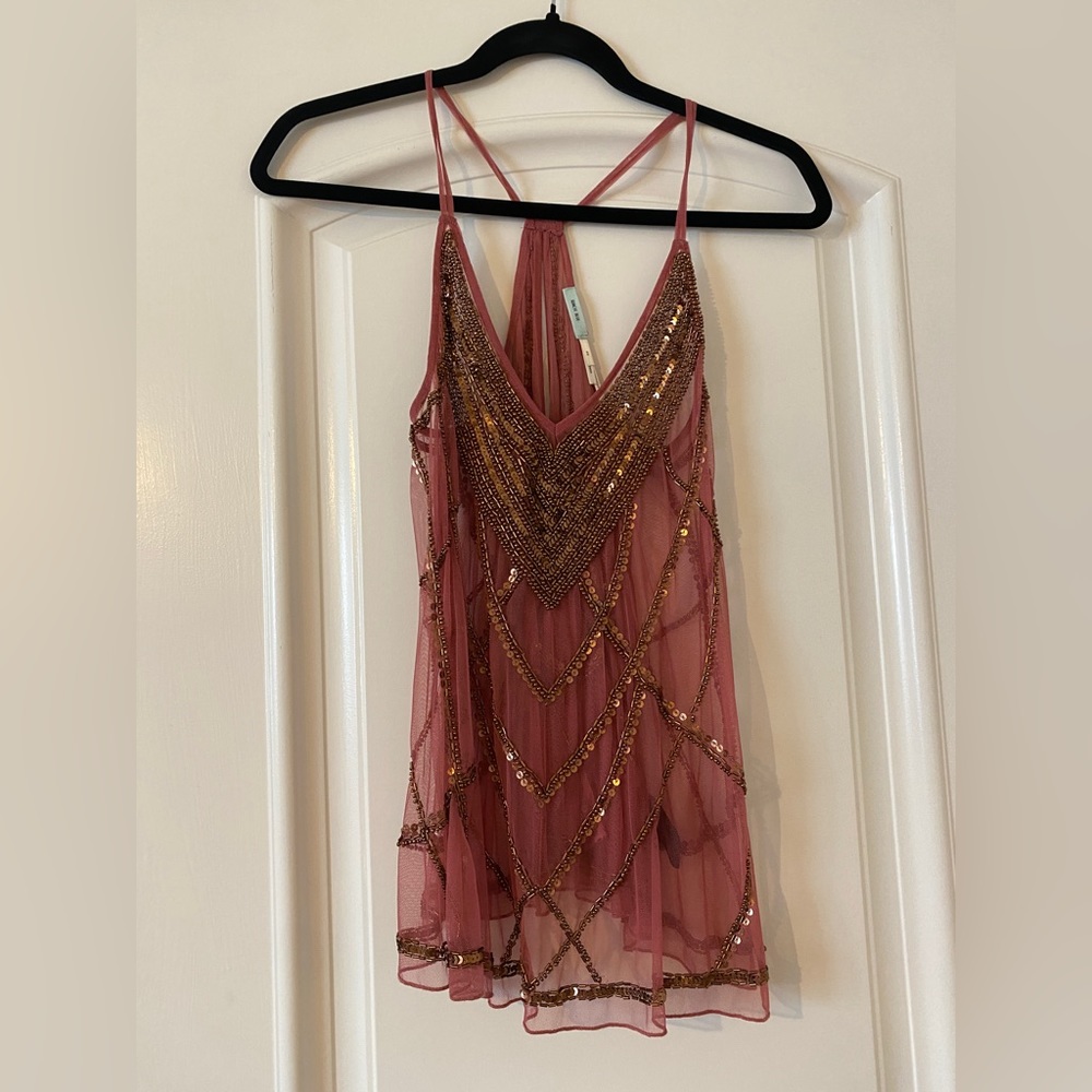 Kimchi Blue Transparent Sequin Top